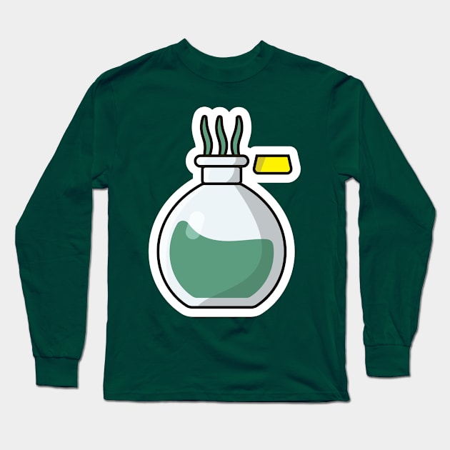 Witch Potion Bottle Sticker vector illustration. Science object icon concept. Halloween potion icon. Halloween drink sticker design. Bottle of Green Poison sticker vector design. Long Sleeve T-Shirt by AlviStudio